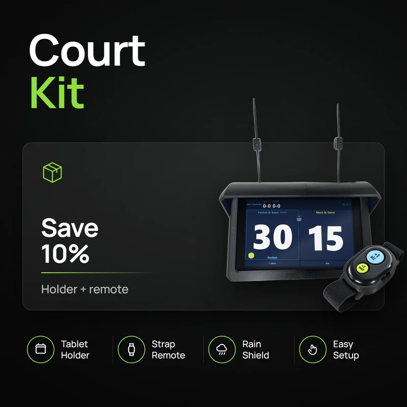 Kit Campo: supporto tablet con protezione pioggia e telecomando Bluetooth a cinturino
