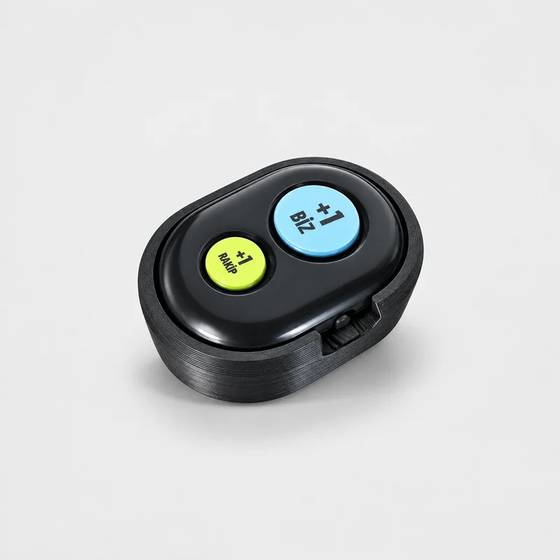 Telecomando Bluetooth magnetico Confezione singola: telecomando con tasti +1 Biz e +1 Rakip in un supporto magnetico nero